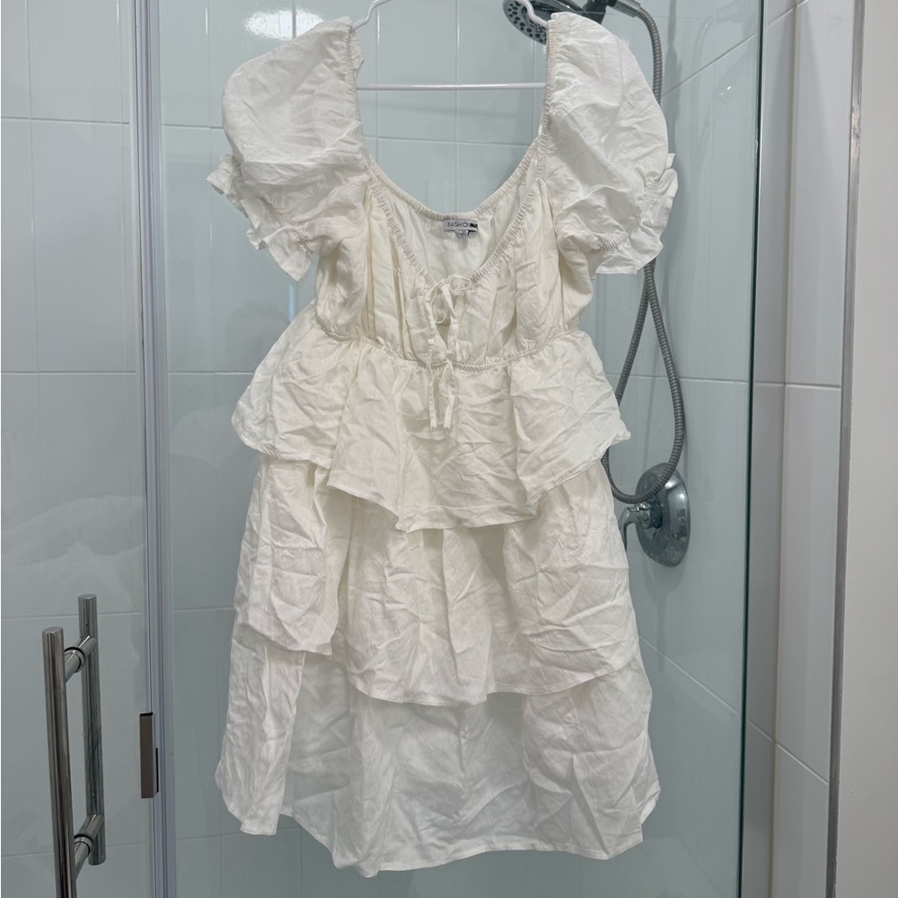 FASHION NOVA TIERED WHITE DRESS